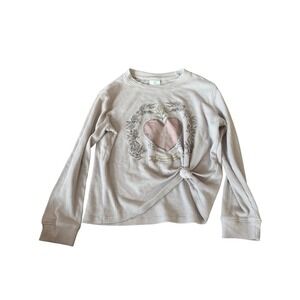 Abercrombie Kids Girls Top Size 7/8 Waffle Knit Heart Tie Front Long Sleeve